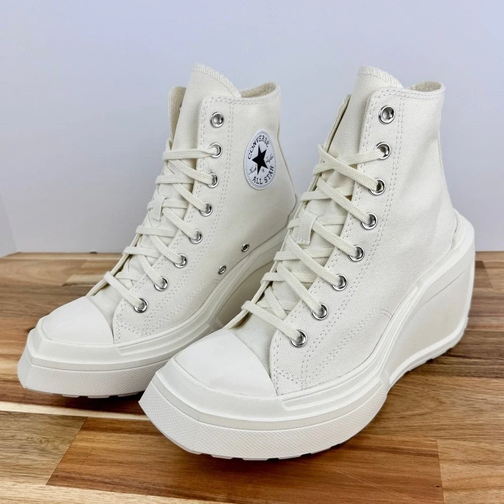 NEW Converse Chuck 70 De Luxe Wedge Heels White Platform Canvas High Top Shoes